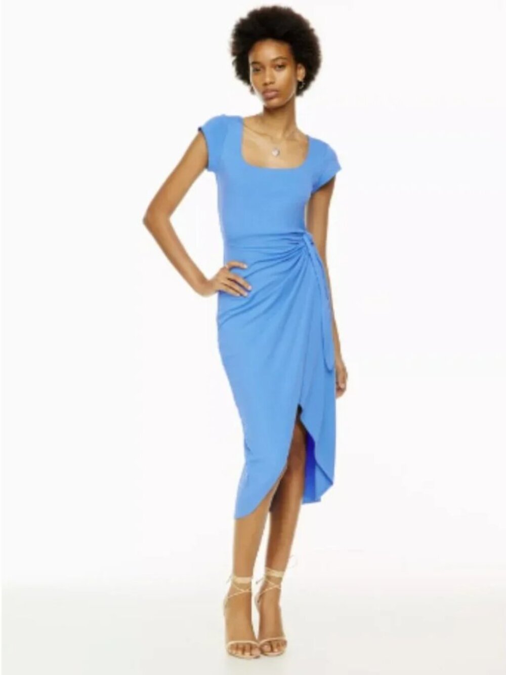 NWT M Aritzia Wilfred Saturn Short-sleeve Midi Dress in Wave Blue